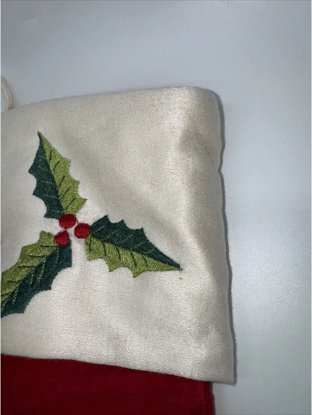 Simple Socks Cut & Stitch Christmas Stocking Red With Holly Embroidery 20” Long